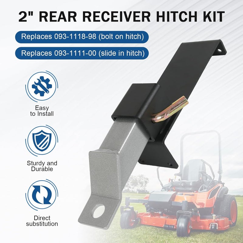 RALZAOTO 093-1118-98 Hitch Kit with Pin Replacement for Bad Boy Rambler, Magnum, ZT Elite, Avengers and 2018-2020 Mavericks 2" Rear Receiver Hitch 093-1118-98 & 093-1111-00 (Black) - Image 2